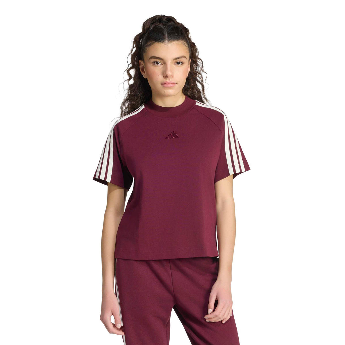adidas 3Stripes Camiseta de manga corta Mujeres - rojo vino, blanco