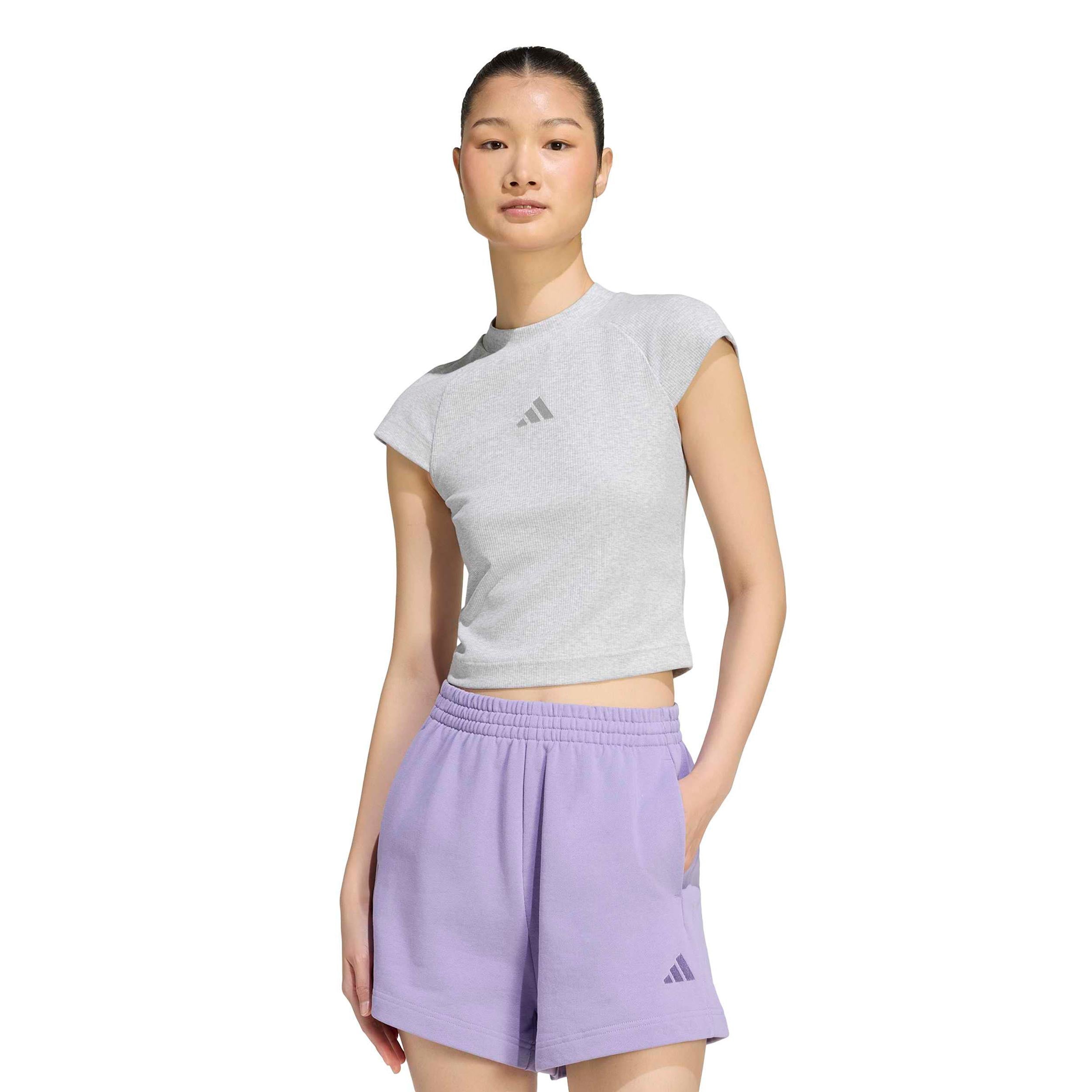 adidas Ribbed Camiseta de manga corta Mujeres - gris claro