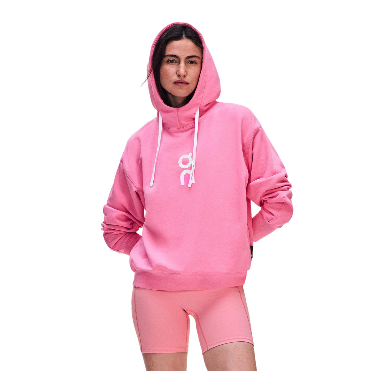 On Club Sudadera con capucha Mujeres - rosa, blanco