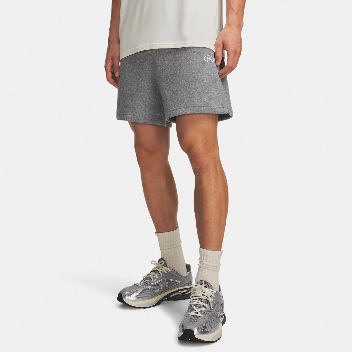 Under Armour Rival Fleece  Shorts Hombres - gris, blanco