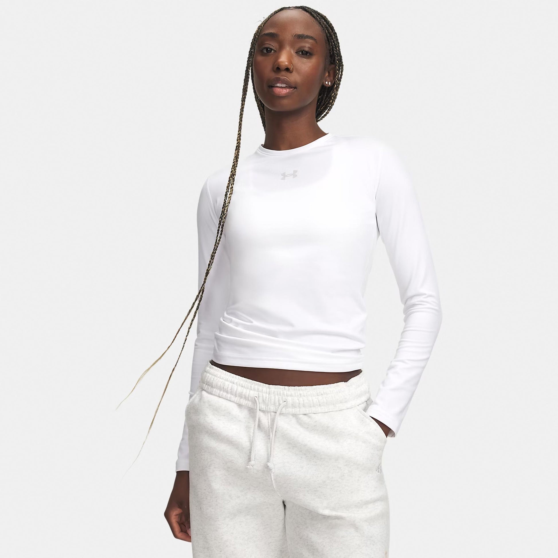 Under Armour ColdGear Crew Camiseta de manga larga Mujeres - blanco, gris claro