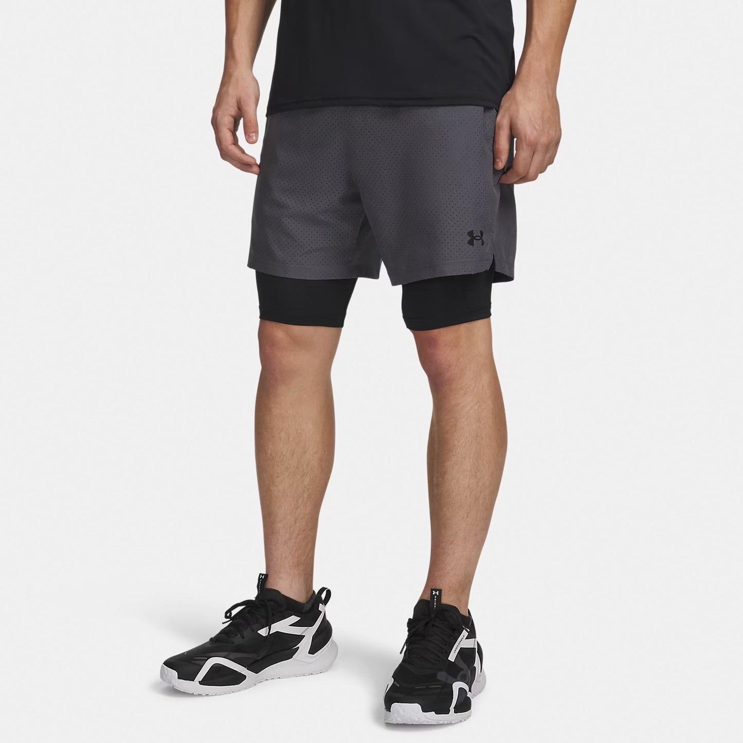 Under Armour Vanish Woven 2.0 2n1 Shorts Hombres - gris, negro