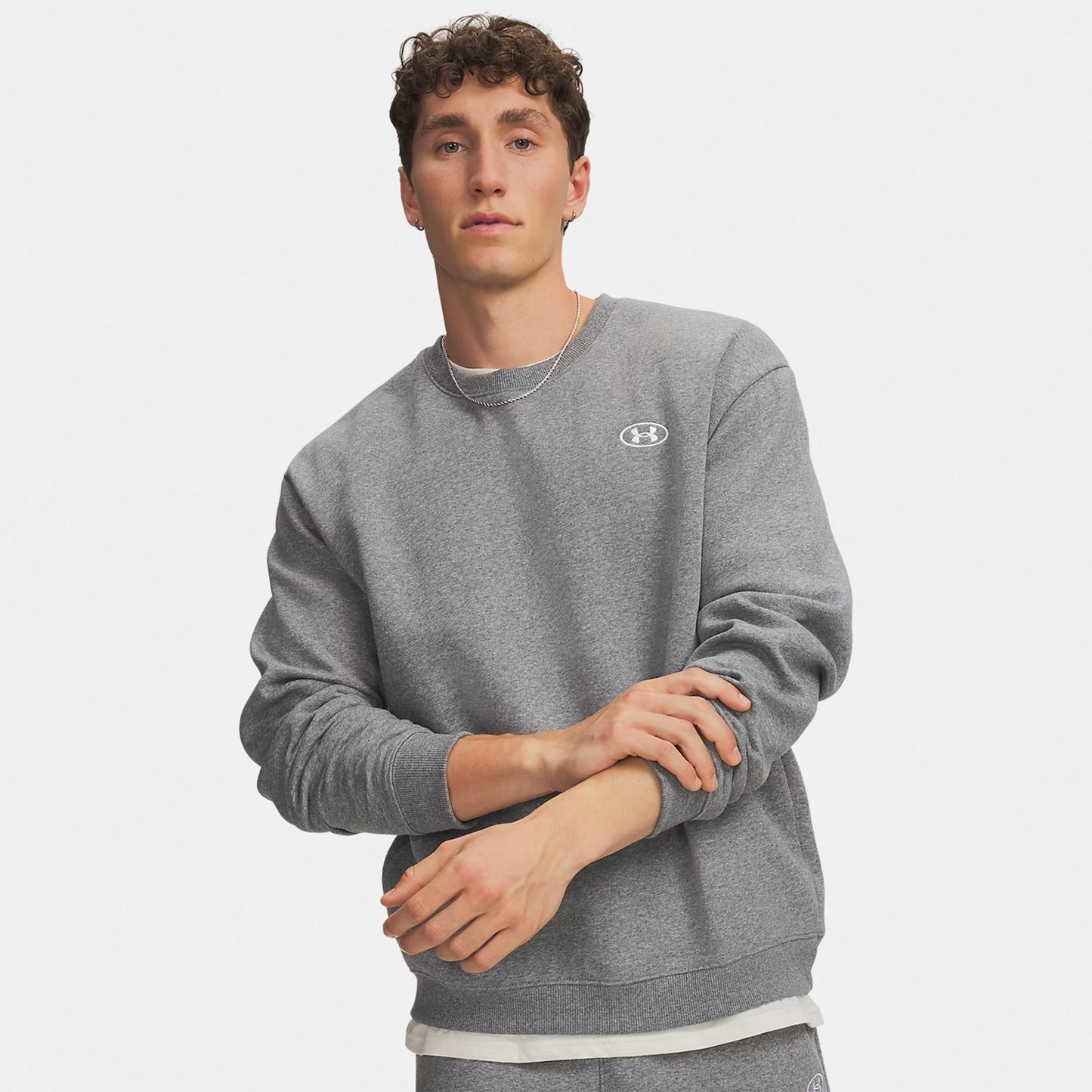 Under Armour Rival Fleece Crew Sudadera Hombres - gris, blanco