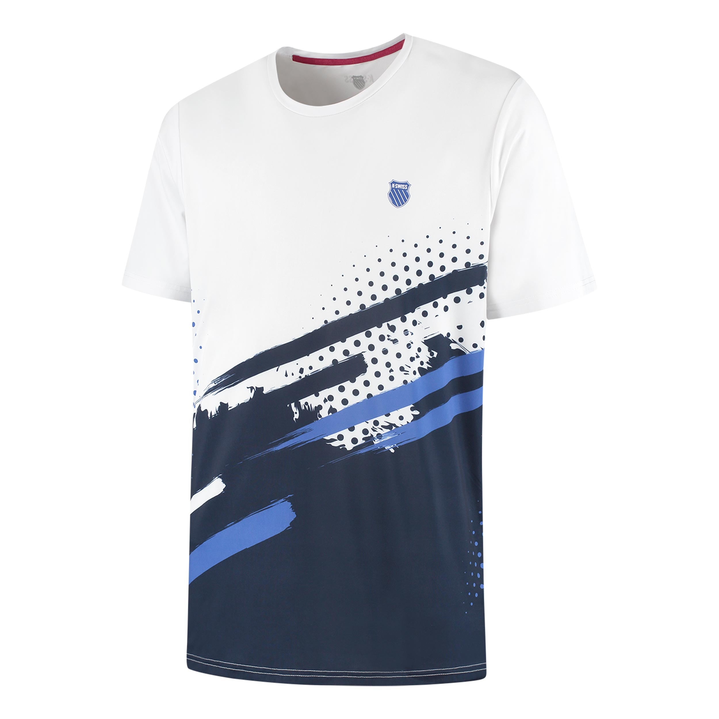 K-Swiss Hypercourt Print Crew Stripe Camiseta de manga corta Hombres - blanco, azul oscuro