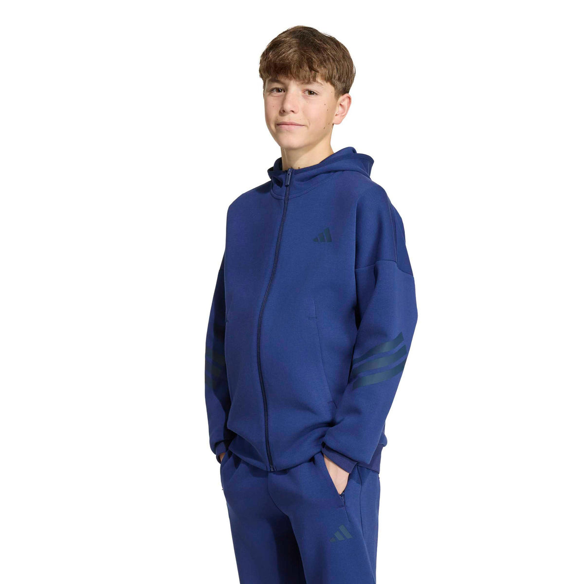 adidas 3Stripes Sudadera con cremallera Niños - azul oscuro