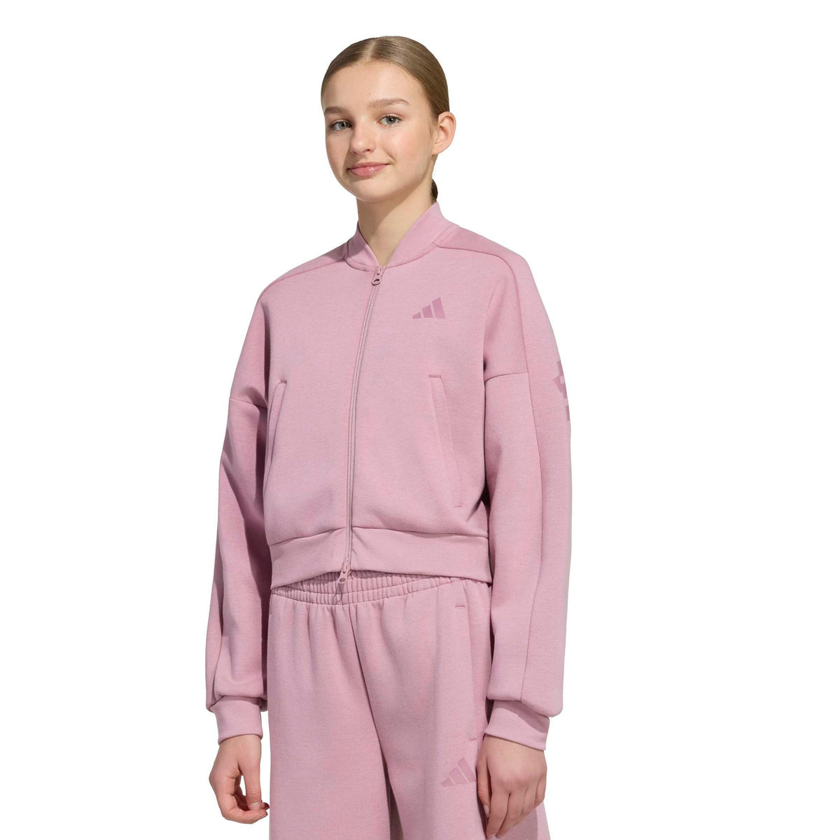 adidas 3Stripes Sudadera con cremallera Chicas - rosa viejo