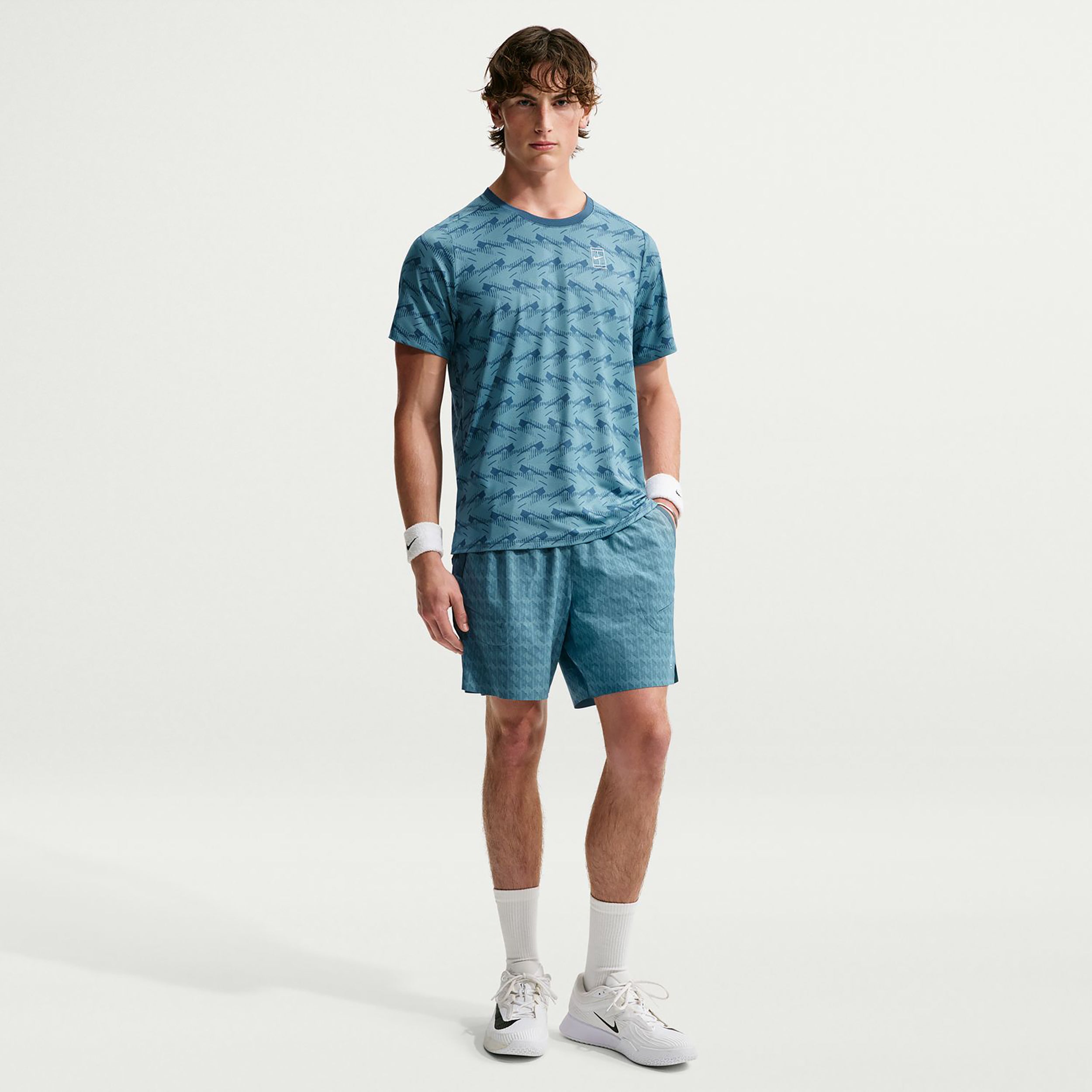 Nike Court Advantage Camiseta de manga corta Hombres - azul-gris
