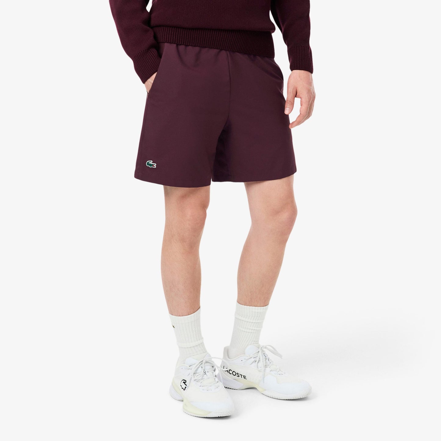 Lacoste Shorts Hombres - rojo oscuro, blanco
