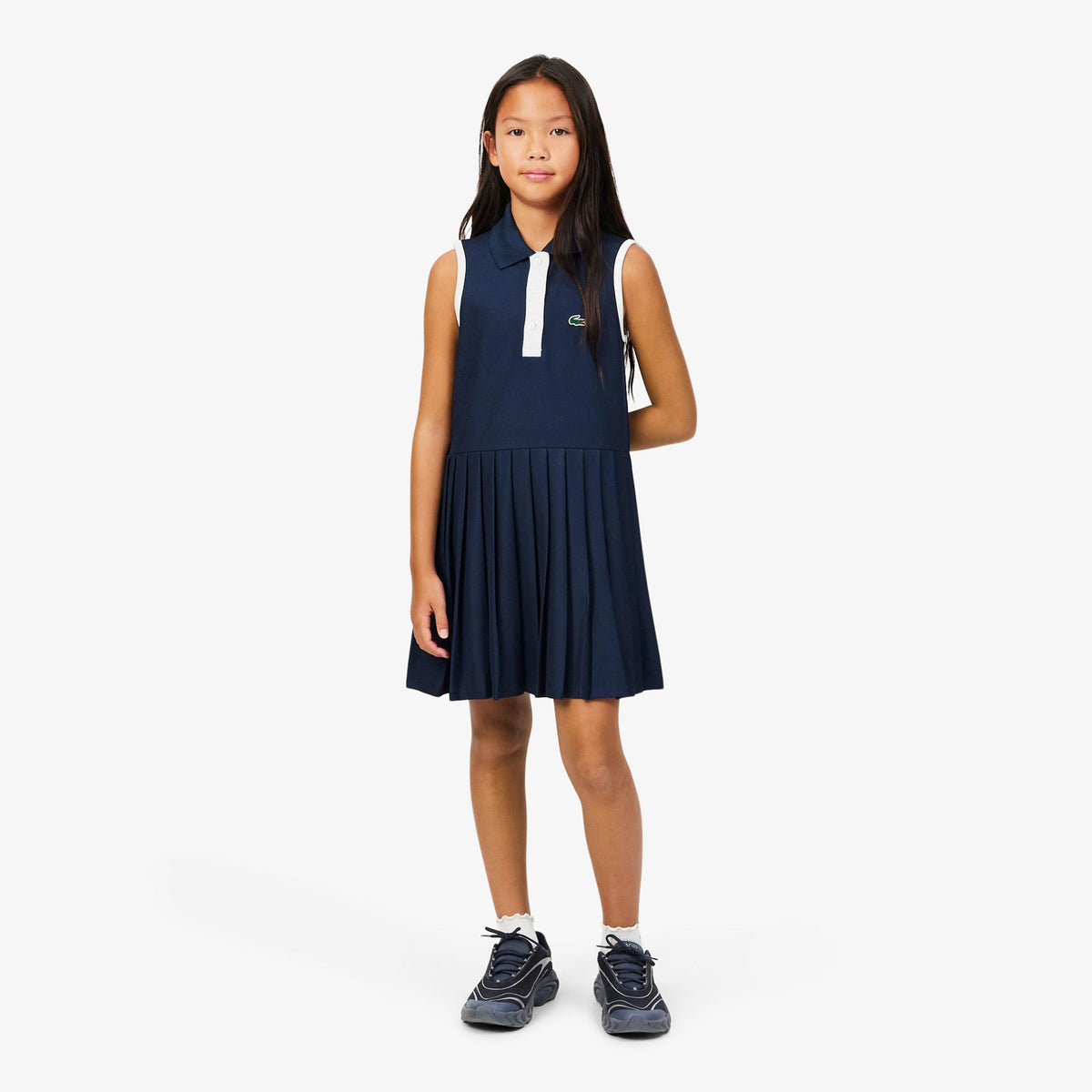 Lacoste Vestido Chicas - azul oscuro, blanco
