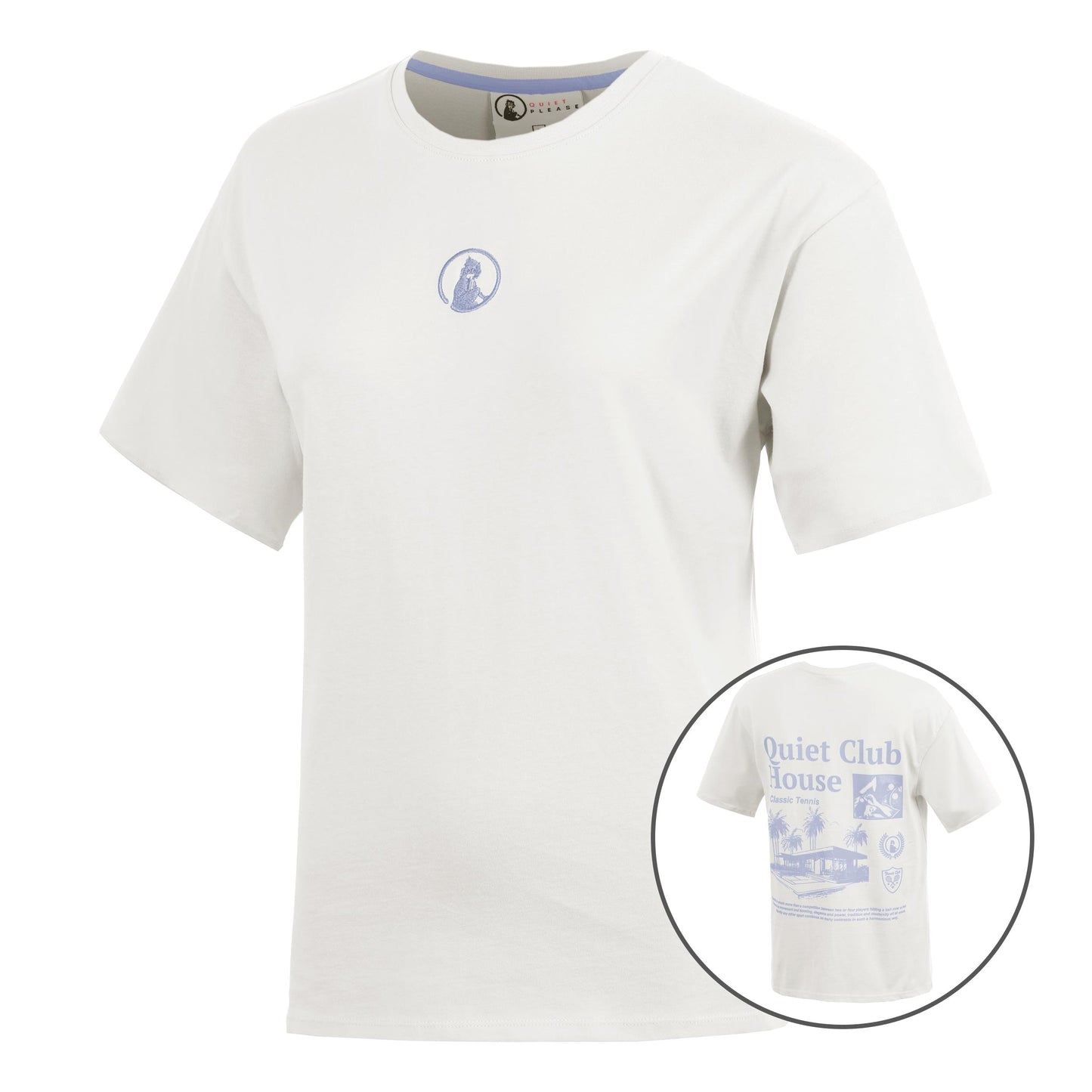 Quiet Please Club House Boyfriend Camiseta de manga corta Mujeres - crema