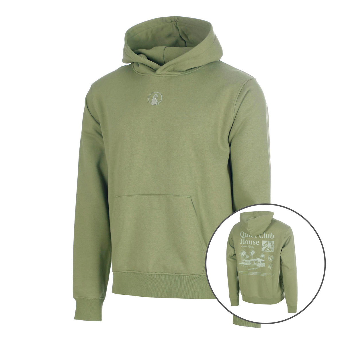 Quiet Please Club House Loose Fit Sudadera con capucha Hombres - caqui