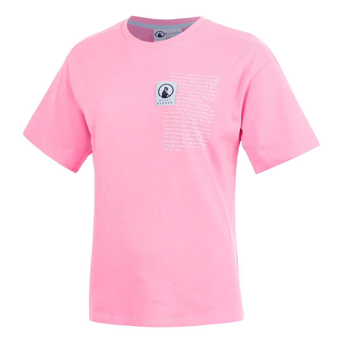 Quiet Please Thoughts Patch Camiseta de manga corta Mujeres - rosa