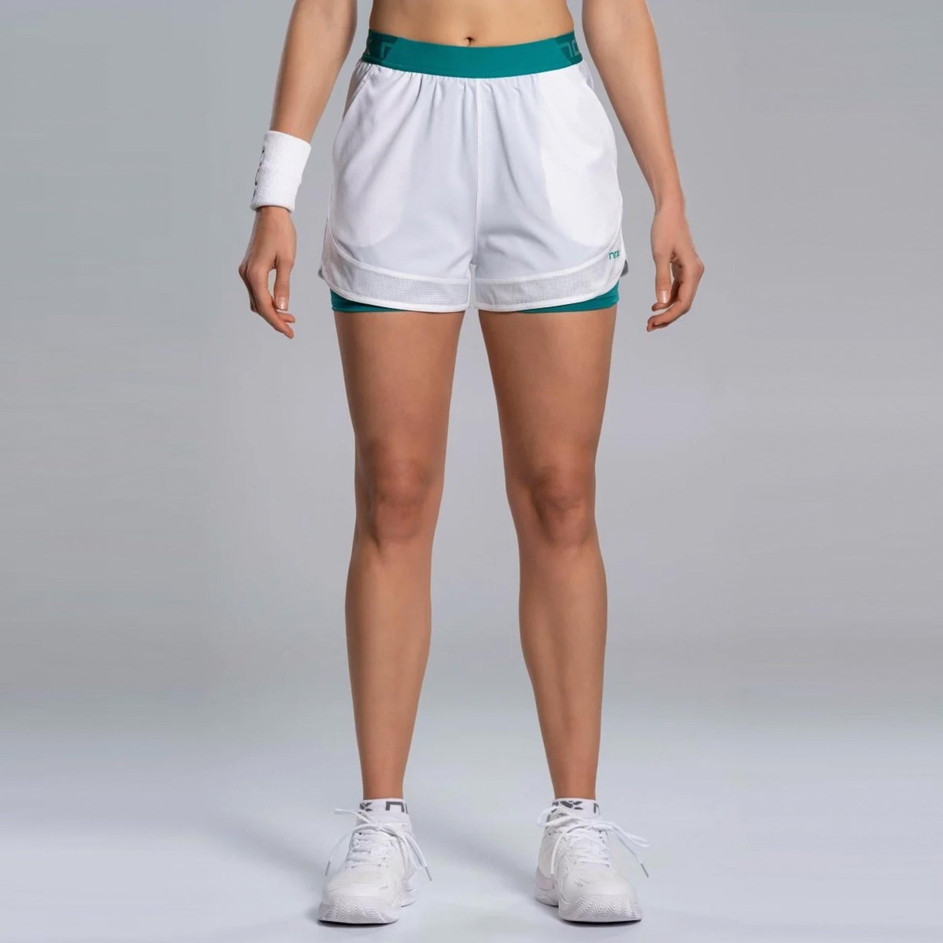 NOX Pro Shorts Mujeres - blanco, azul verdoso