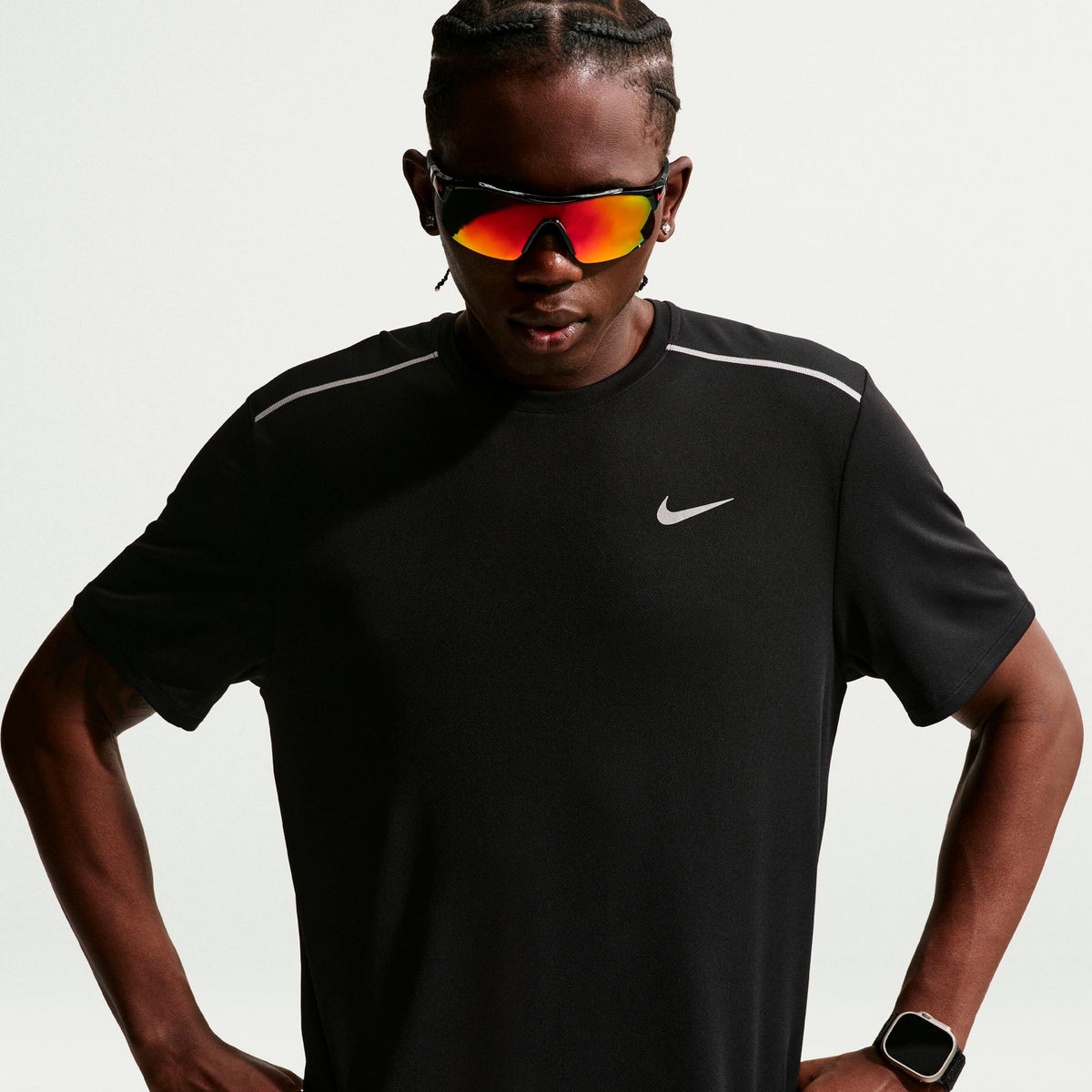 Nike Miler  Camiseta de running Hombres - negro, plateado