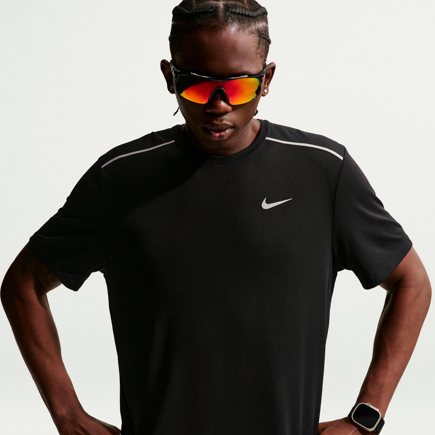 Nike Miler  Camiseta de running Hombres - negro, plateado