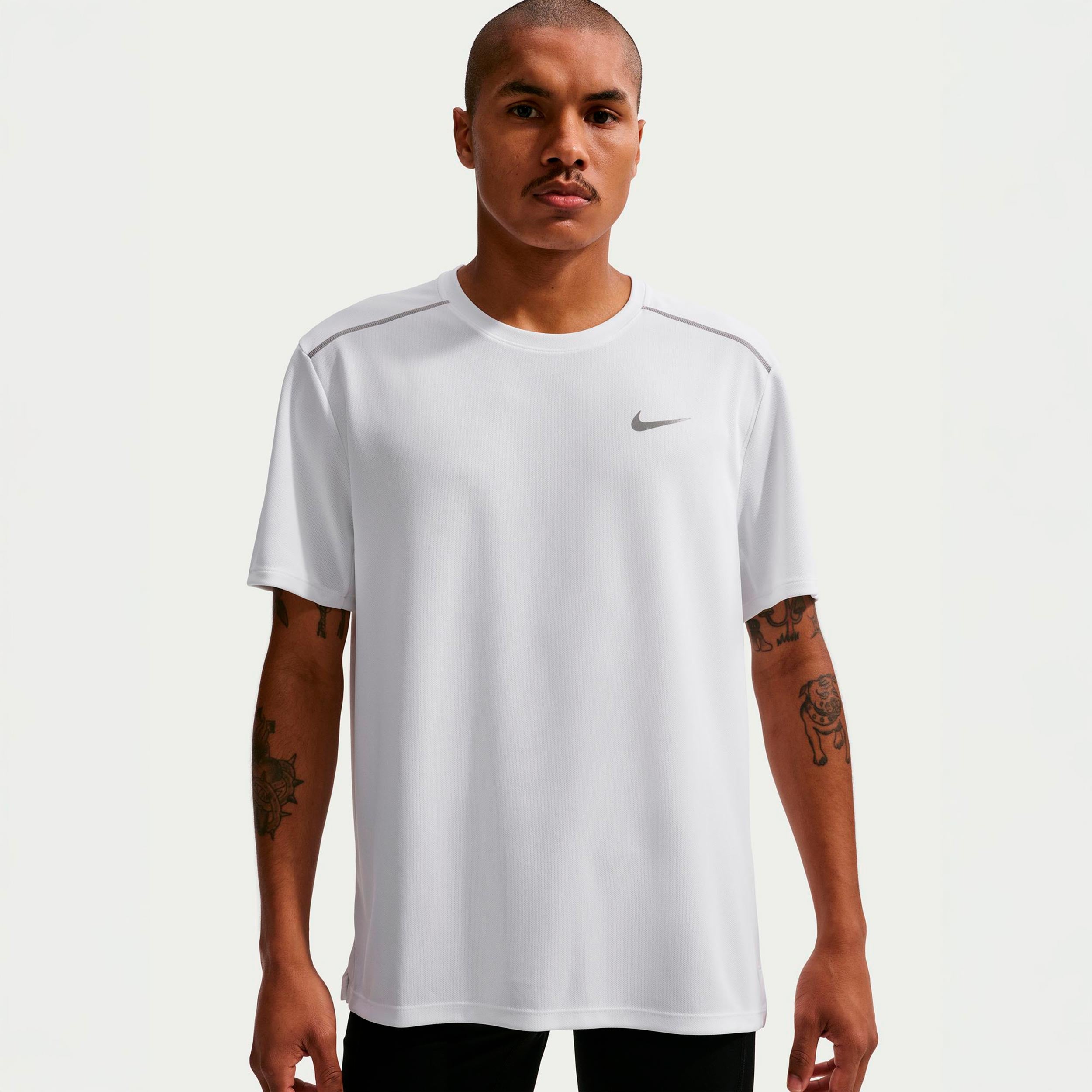 Nike Miler  Camiseta de running Hombres - blanco, plateado