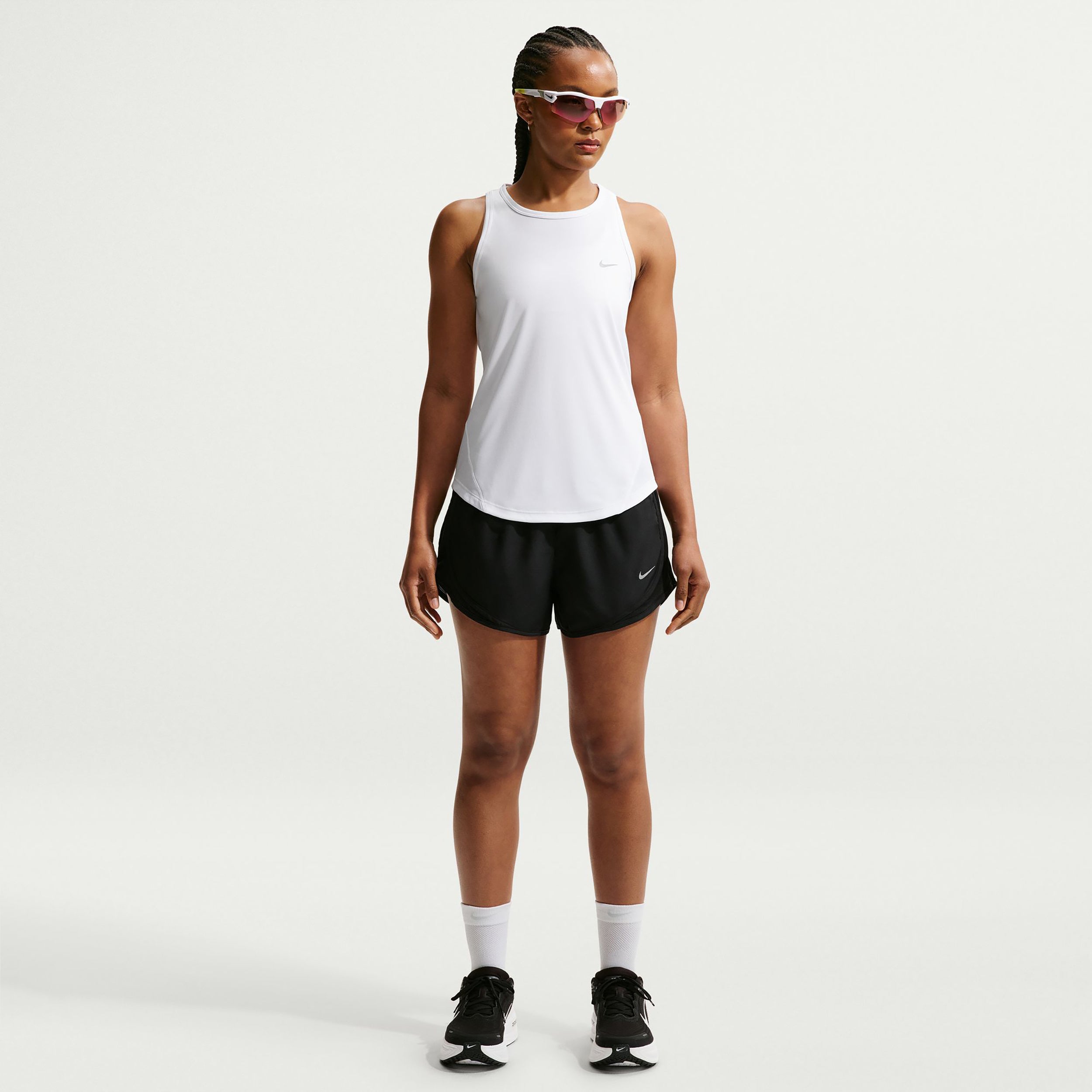 Nike Tempo  Camiseta de running Mujeres - blanco, plateado