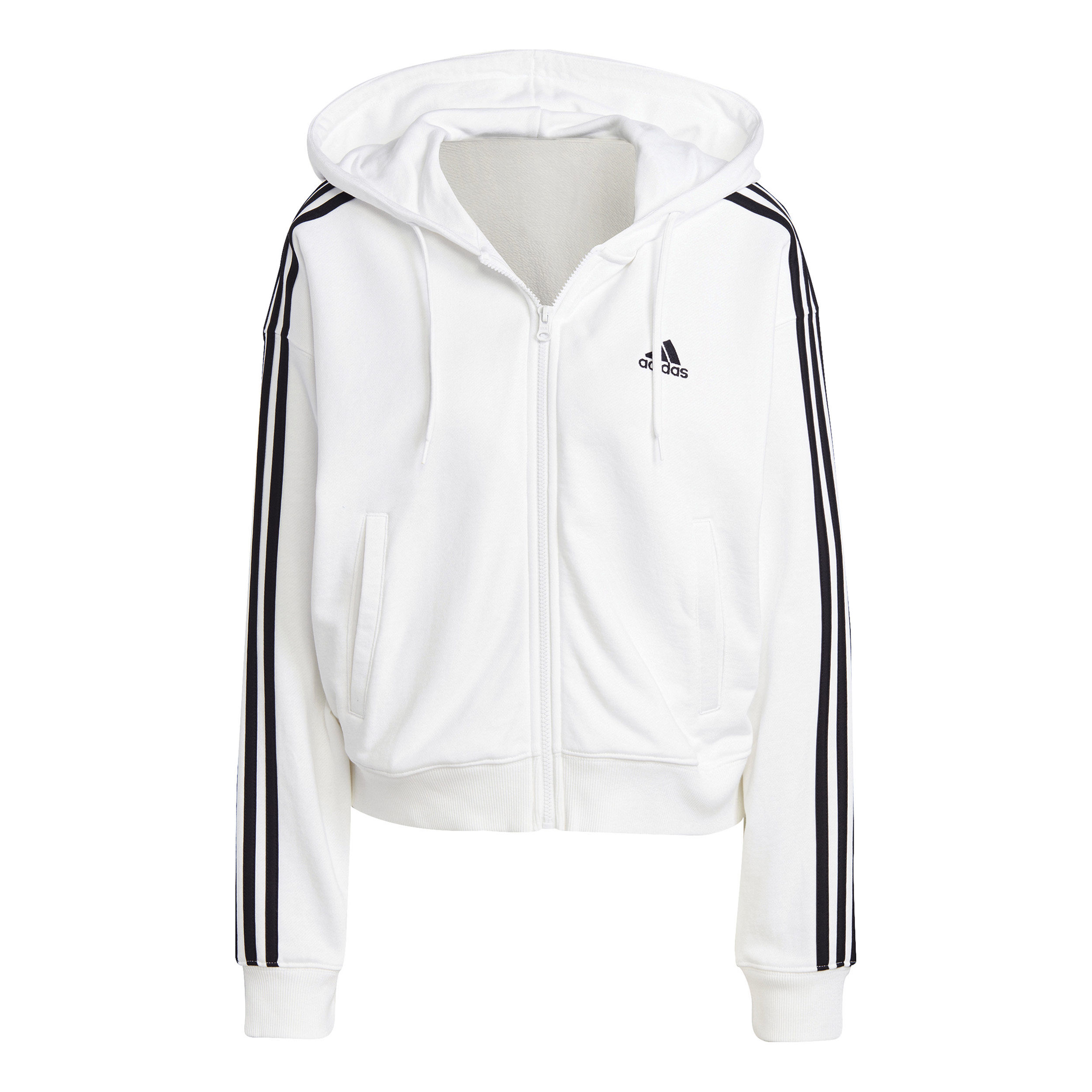 Buy adidas 3 Stripes French Terry Sudadera Con Cremallera Mujeres Blanco Negro online Tennis Point ES