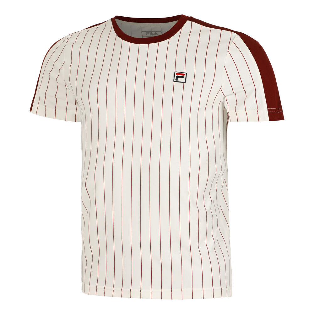 Fila Stripes Jascha 2 Camiseta De Manga Corta Hombres - Blanco, Rojo Oscuro