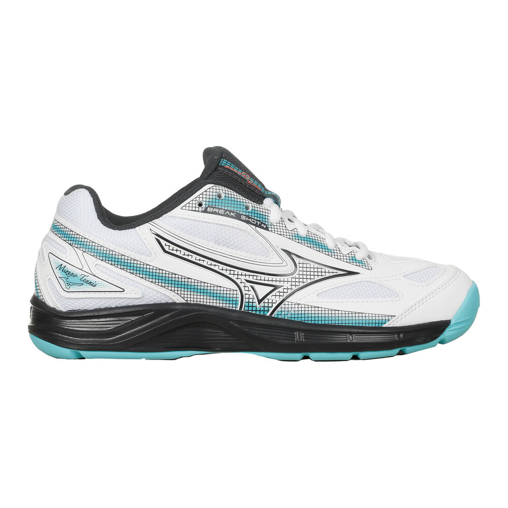 Mizuno Break Shot 4  Zapatilla para pista cubierta Mujeres - blanco, turquesa