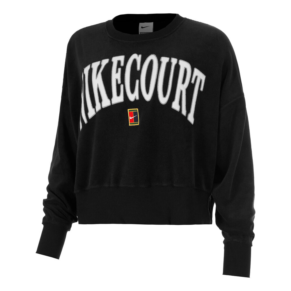 Nike Court Heritage Fleece GFX Crew Sudadera Mujeres-Negro