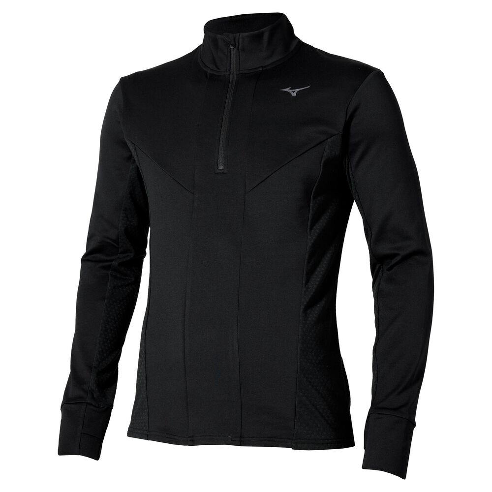 Mizuno Active Warmalite Half Zip Camiseta De Running Hombres - Negro
