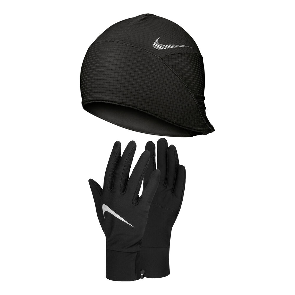 Nike Essential Mütze + Guantes Hombres-Negro,Plateado