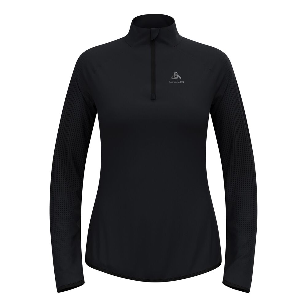 Odlo Zeroweight Warm Mid Layer 1/2 Zip Camiseta De Running Mujeres-Negro