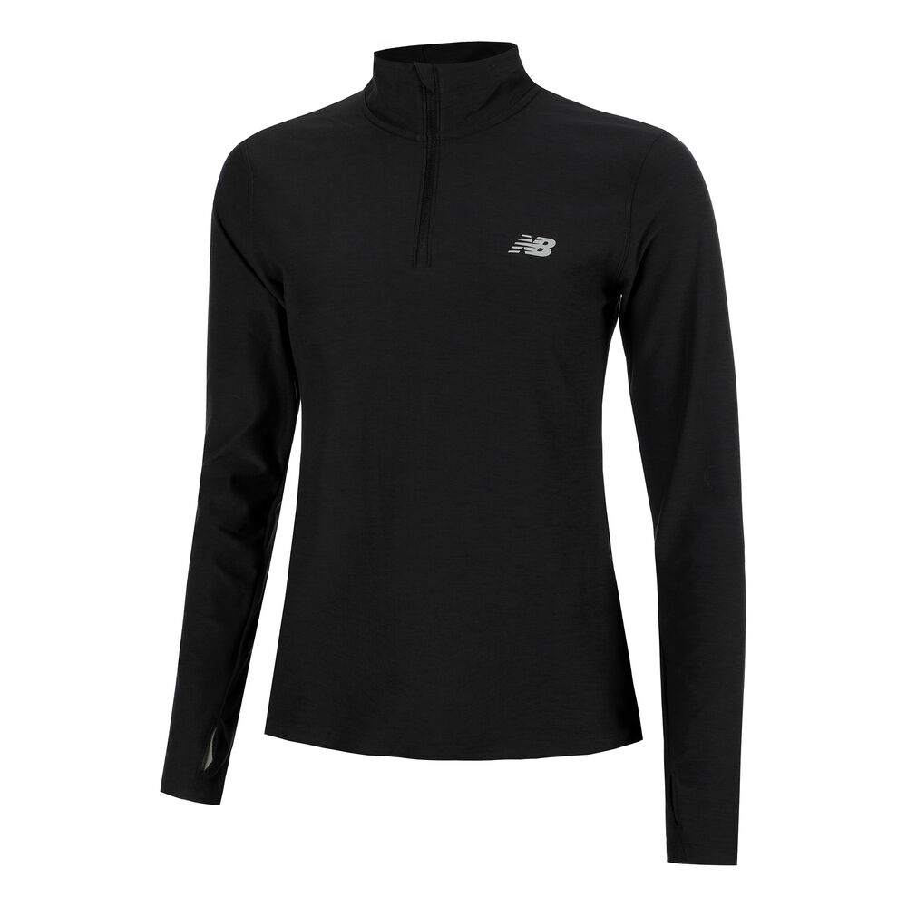 New Balance Space Dye Quarter Zip Camiseta De Manga Larga Mujeres - Negro