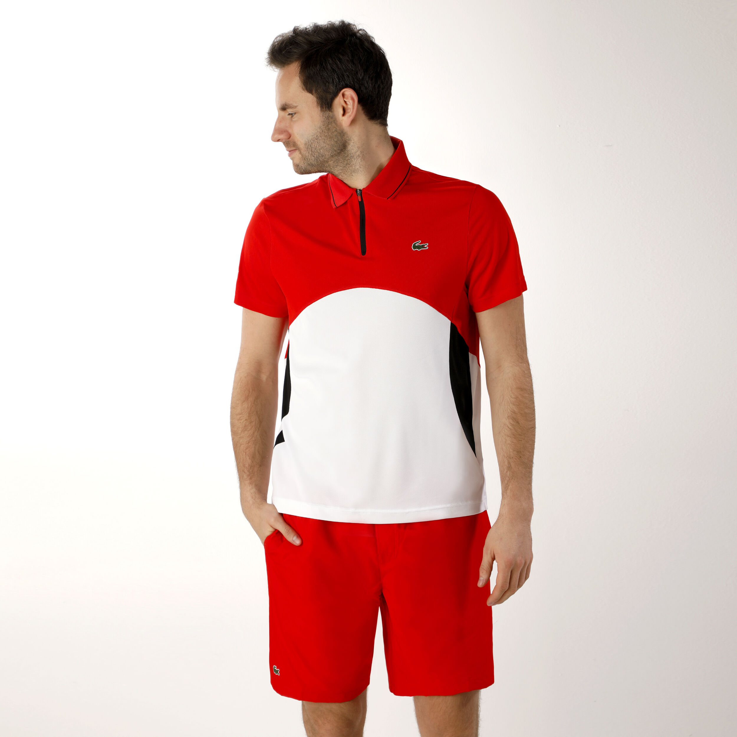 Buy Lacoste Polo Hombres Blanco Rojo online Tennis Point ES