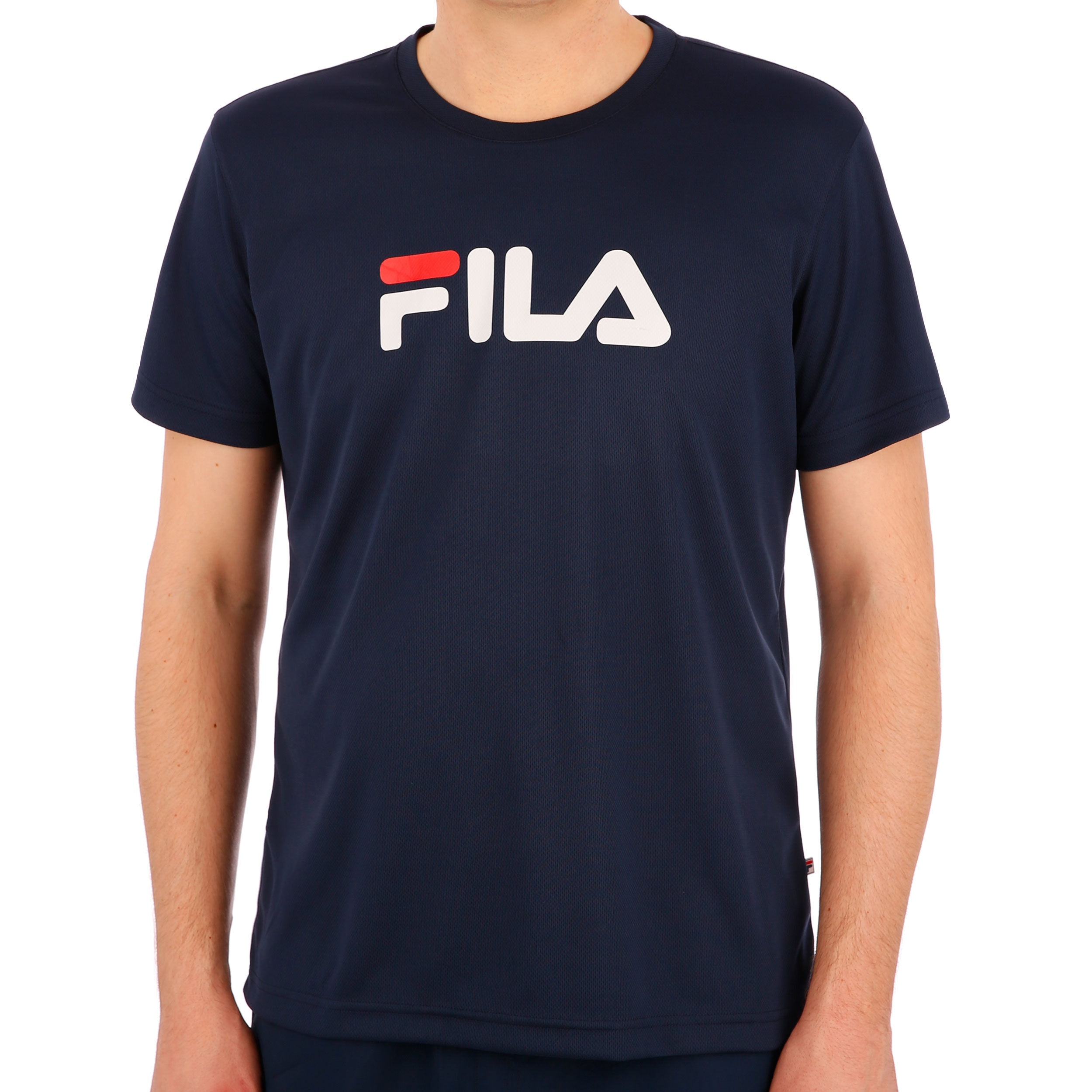 Buy Fila Logo Camiseta De Manga Corta Hombres Azul Oscuro Blanco online Tennis Point ES