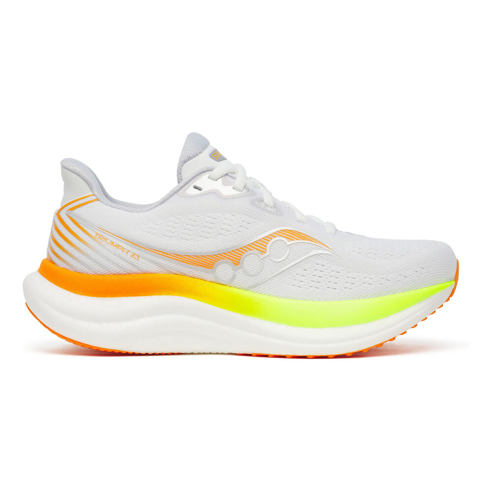 Saucony Triumph 23 Zapatilla Neutral Mujeres - Blanco, Amarillo Limón