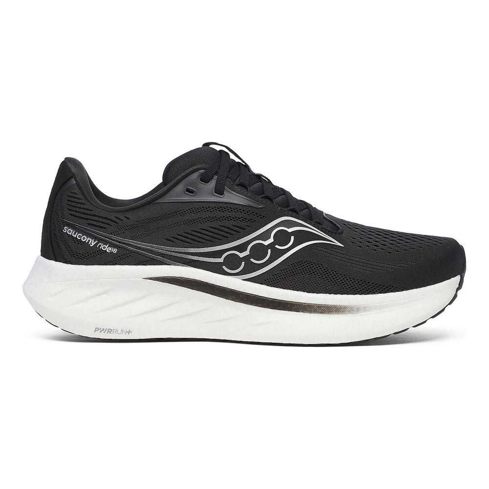 Saucony Ride 18 Wide Zapatilla Neutral Hombres - Negro, Blanco