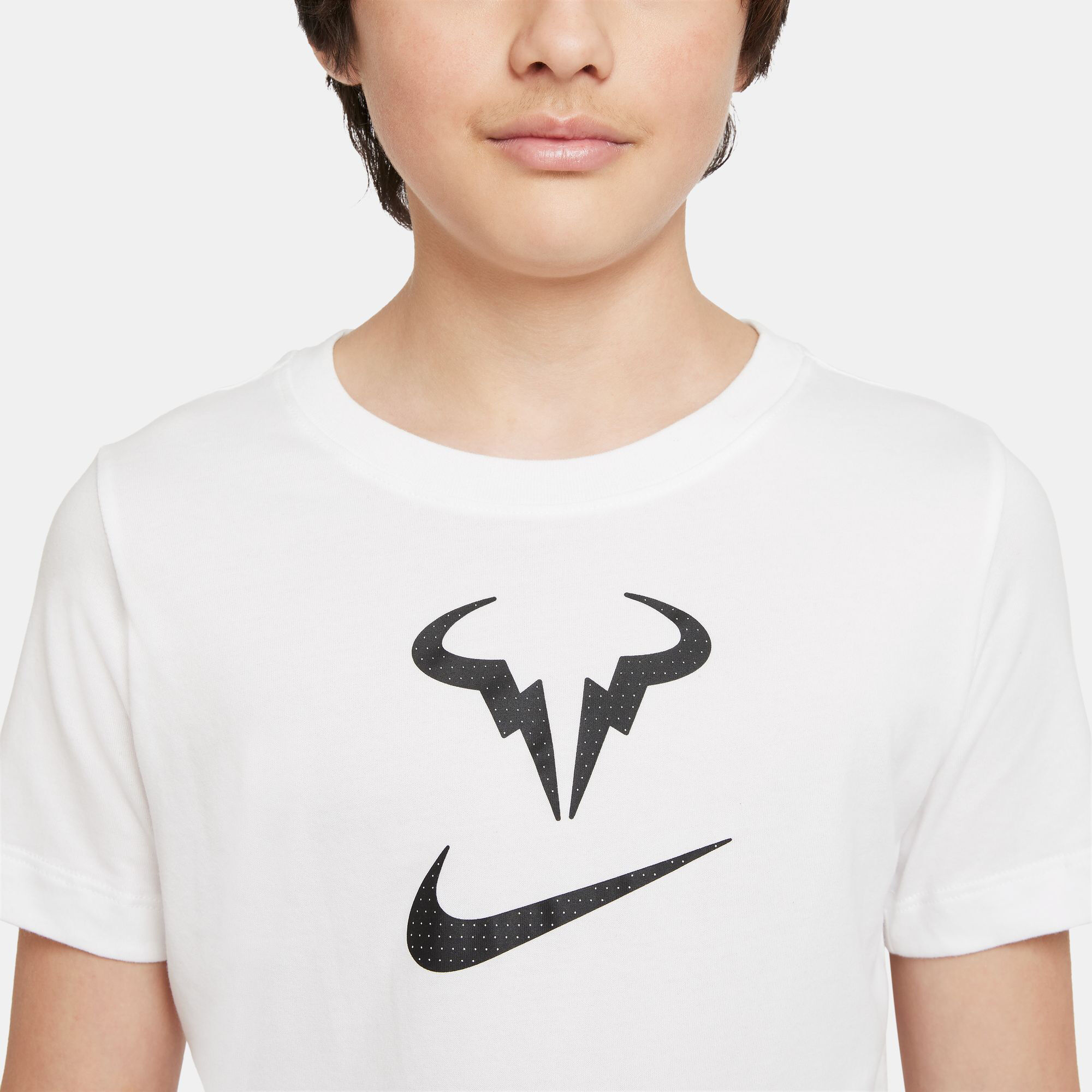Rafael Nadal Dri Fit Rafa Camiseta De Manga Corta Chicos Blanco Negro