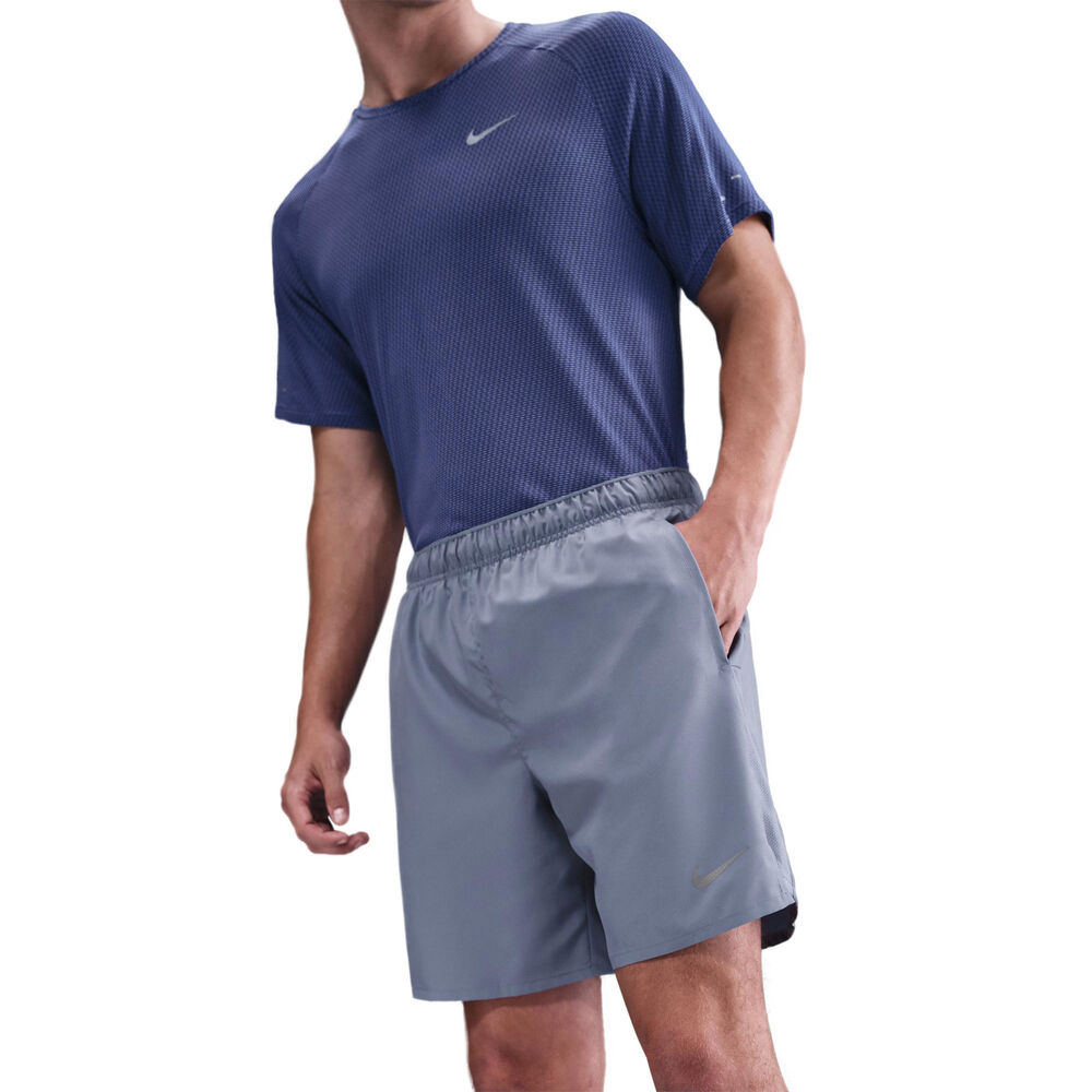 Nike Challenger 7in Brief-Lined Short Pantalones cortos Hombres-azul-gris, plateado