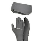 Ropa Nike Nike Essential Running Set Stirnband + Guantes De Correr Mujeres-Gris,Plateado