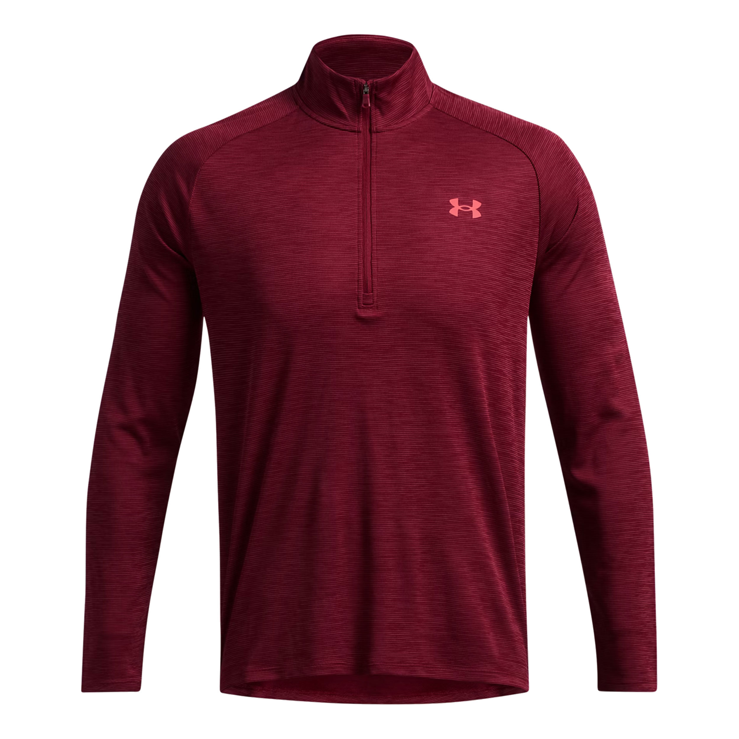 Tech Textured 1/2 Zip Camiseta De Manga Larga Hombres - Rojo Vino