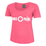 Ropa Tennis-Point Tennis-Point Basic Cotton Camiseta De Manga Corta Mujeres-Rosa,Blanco