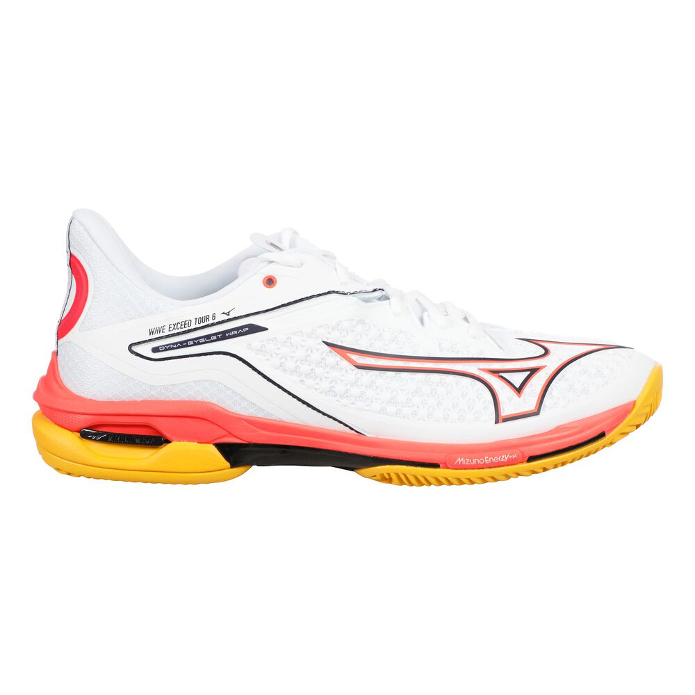 Mizuno Wave Exceed Tour 6 Zapatilla Tierra Batida Hombres - Blanco, Coral