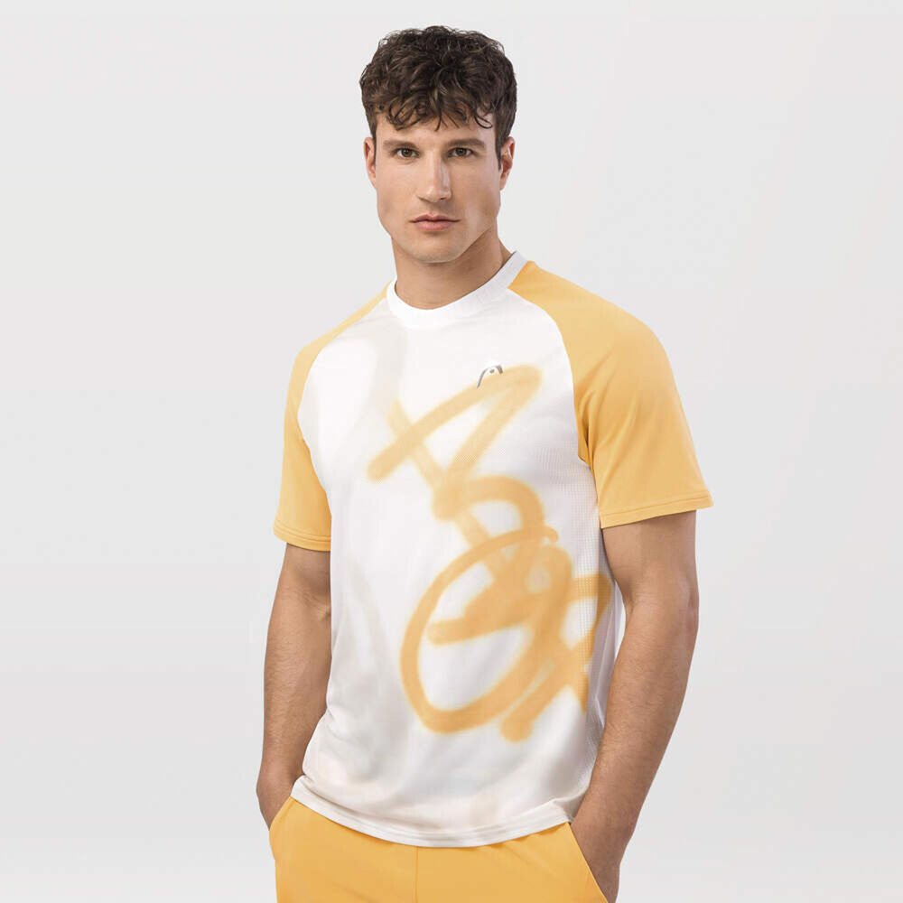HEAD Performance Mc New York Camiseta De Manga Corta Hombres-Blanco,Amarillo Oro