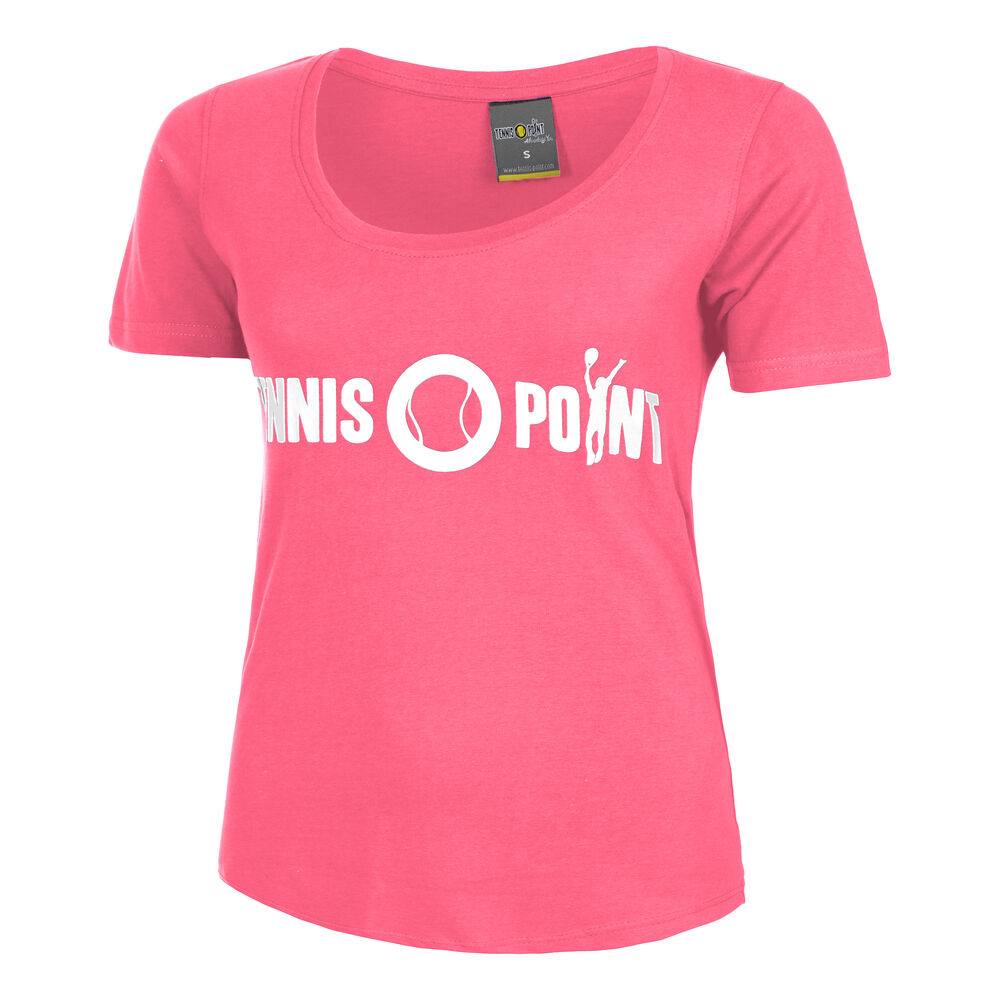 Tennis-Point Basic Cotton Camiseta De Manga Corta Mujeres - Rosa, Blanco