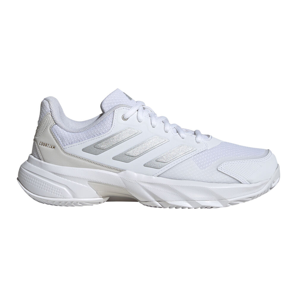 adidas CourtJam Control 3 Zapatilla Tierra Batida Mujeres-Blanco,Plateado