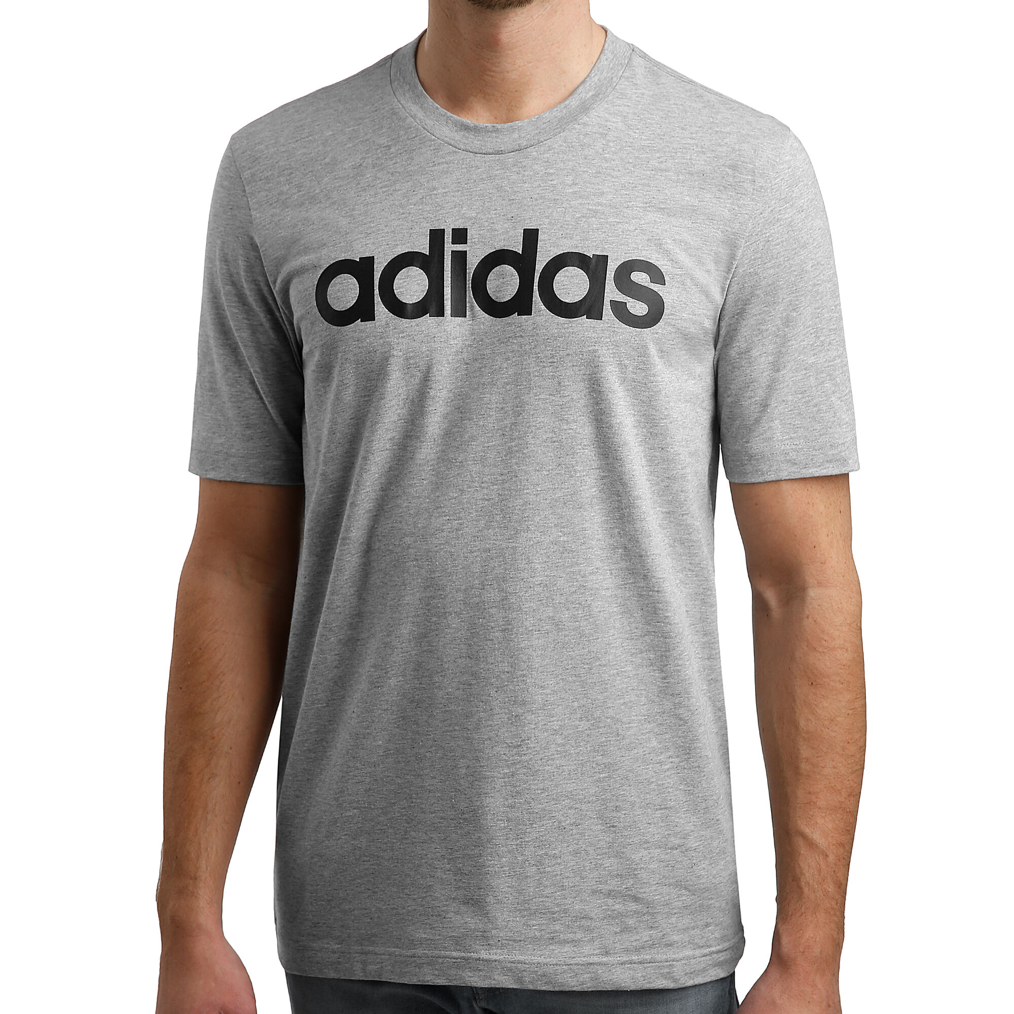 adidas Essentials Linear Camiseta De Manga Corta - Gris Claro, Negro | Tennis-Point