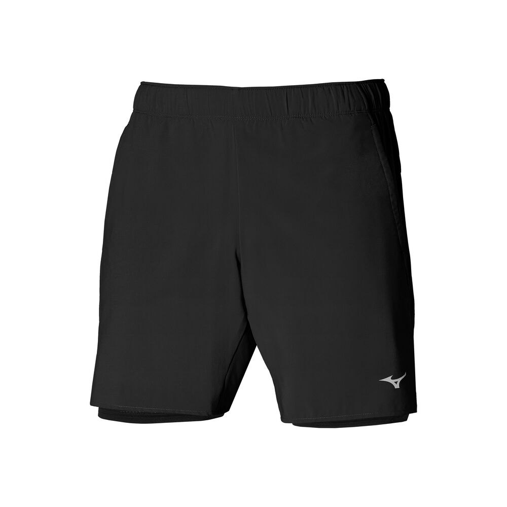 Mizuno Core 7.5 2in1 Pantalones Cortos Hombres - Negro