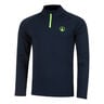 Wild Big Serve 1/4 Zip Camiseta De Manga Larga Hombres-Azul Oscuro,Verde Neón