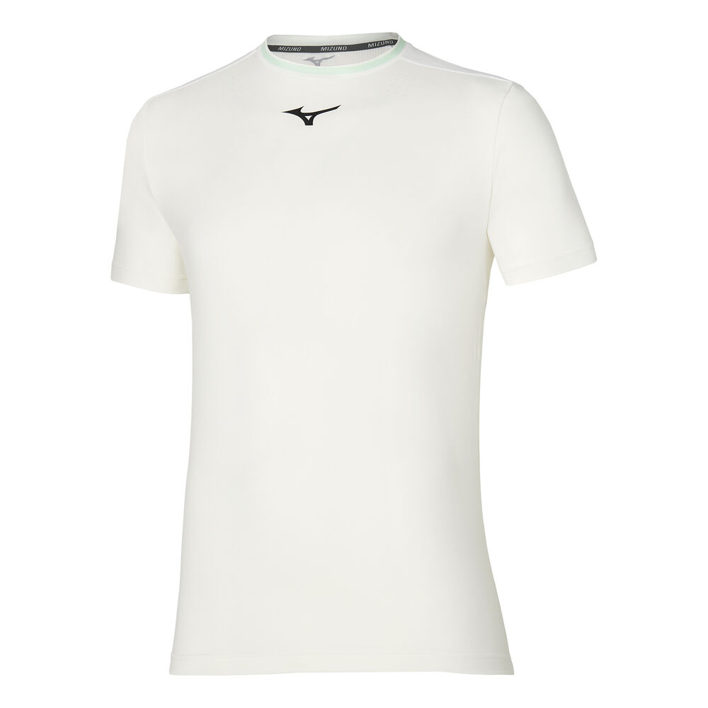 Mizuno Frontier Shadow Graphic Camiseta De Manga Corta Hombres-Blanco