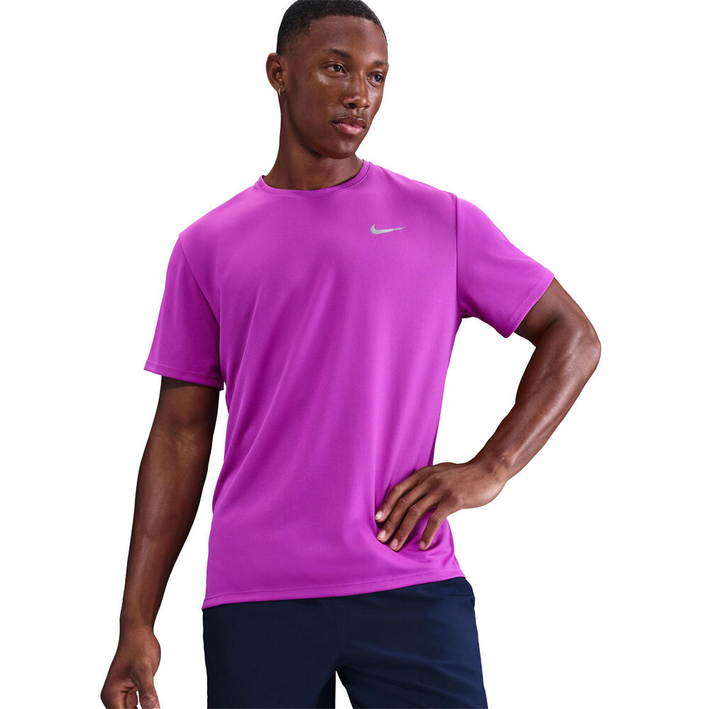 Nike Miler Camiseta De Running Hombres - Lila, Plateado