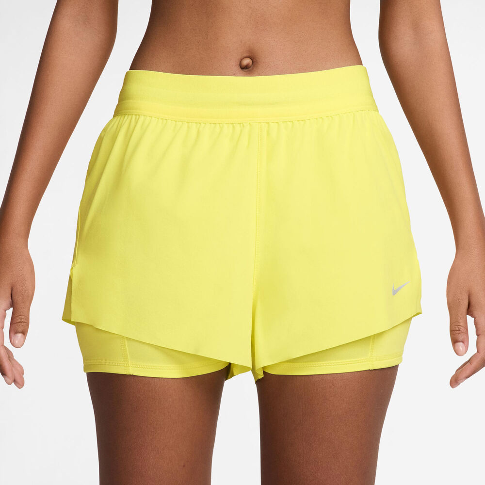 Nike Swift 2in1 Short Pantalones cortos Mujeres-amarillo limón, plateado