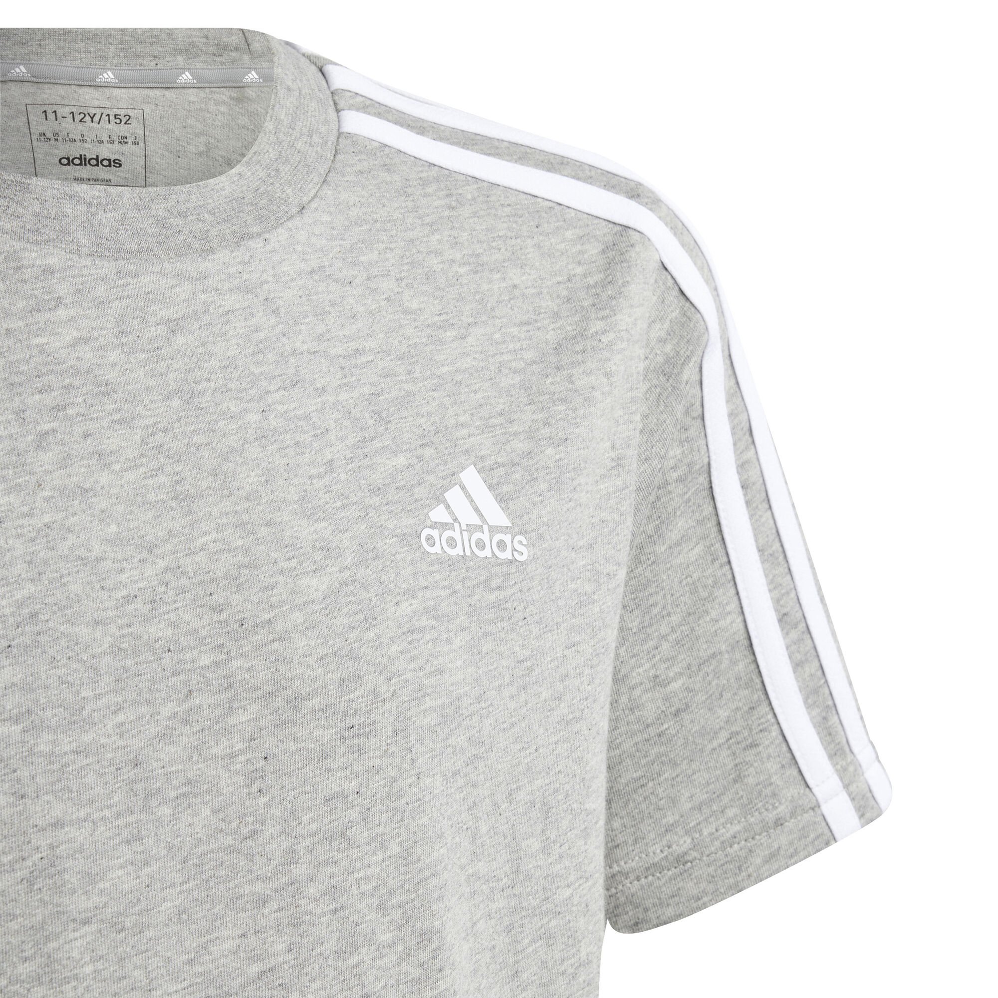 adidas Essentials 3-Stripes Cotton De Manga Corta Chicos - Gris Claro, Blanco compra online | Tennis-Point