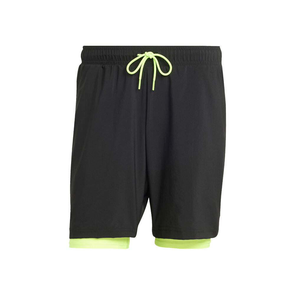 adidas 7in Club 2In1 Shorts Hombres-Negro,Verde Neón